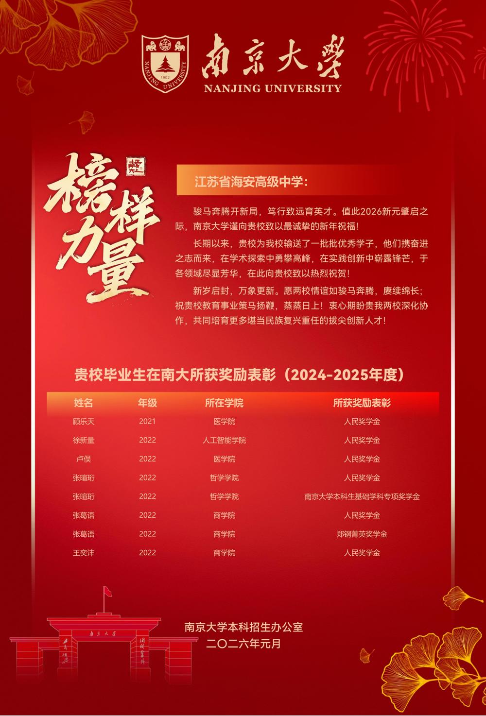 榜样力量——来自南京大学的喜报